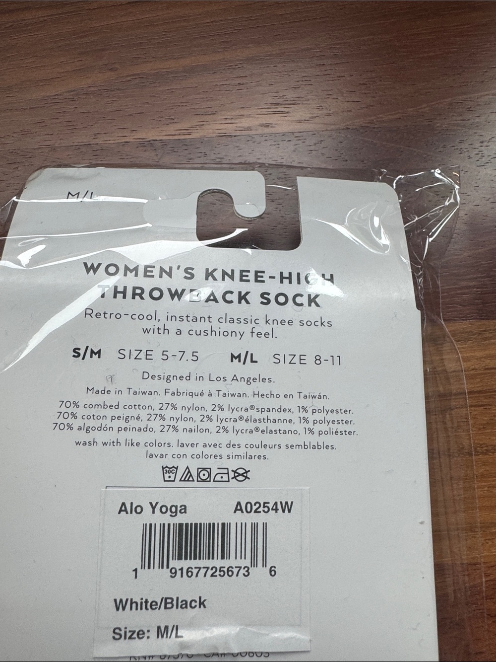 Pair of ALO Yoga Womens Athletic Knee-High Socks - White & Black - Picture 3 of 3